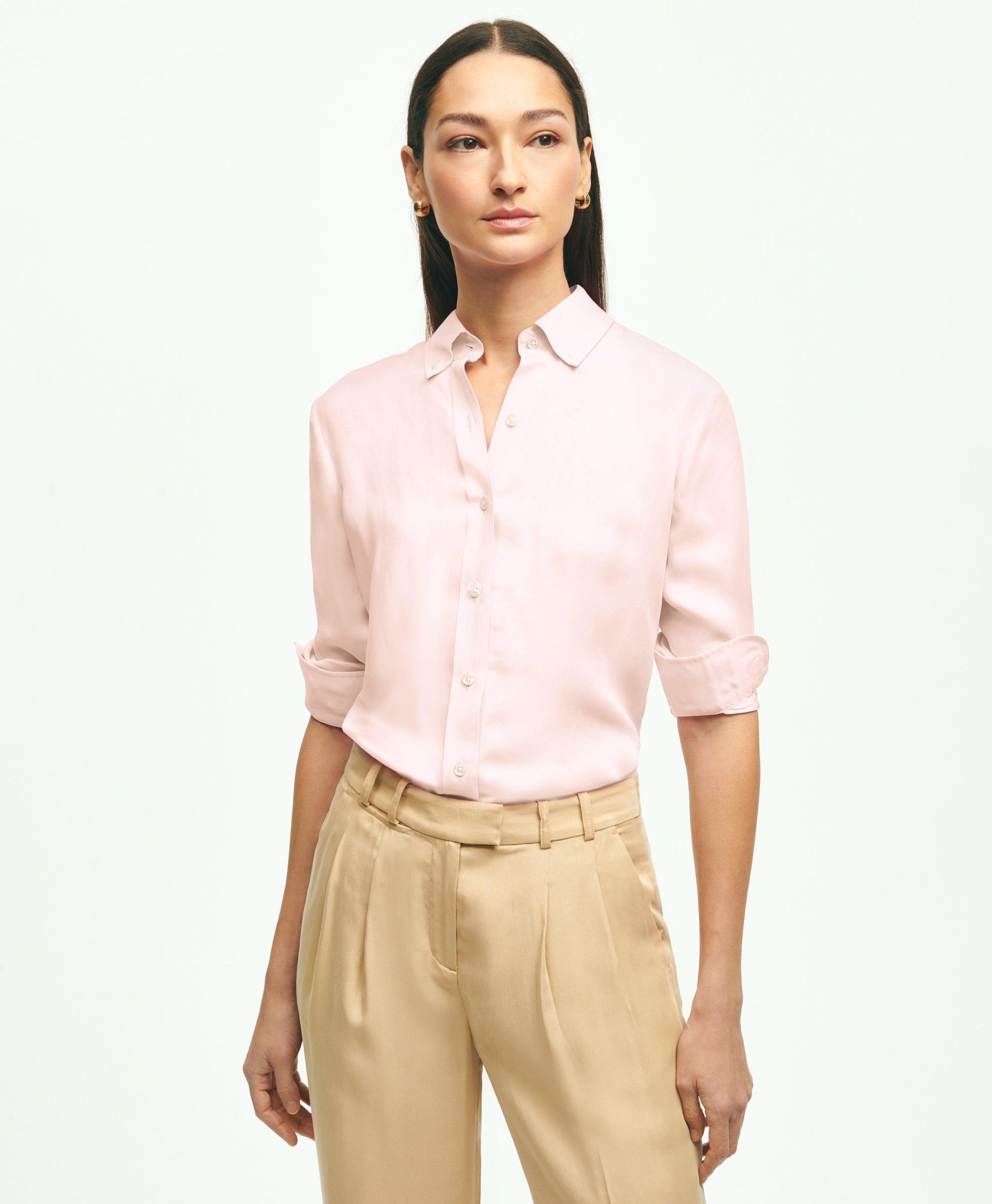 Brooks Brothers Soft Icons Button-down Blouse | Pink | Size 8
