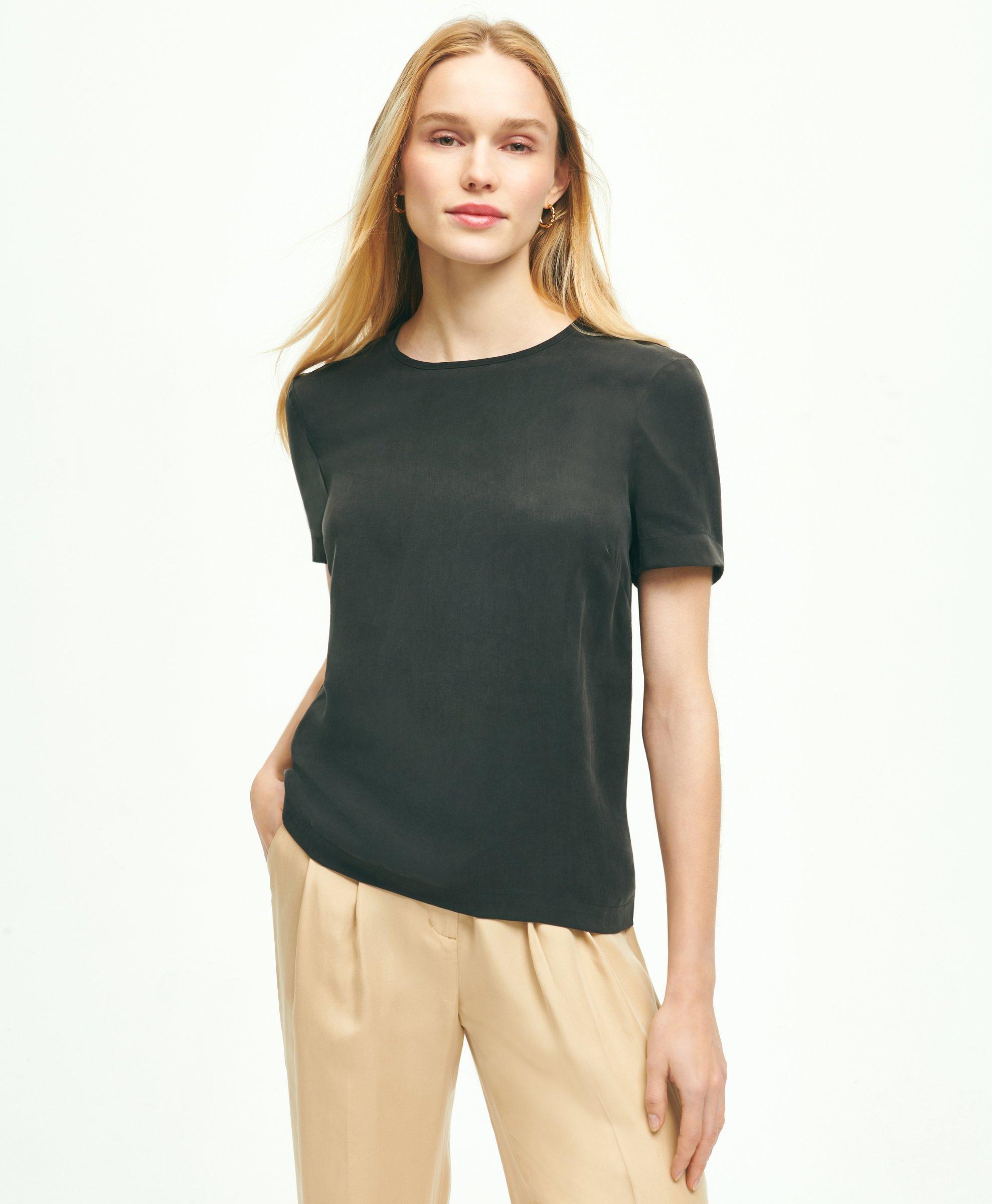 Brooks Brothers Soft Icons Short-sleeve Blouse | Black | Size 6