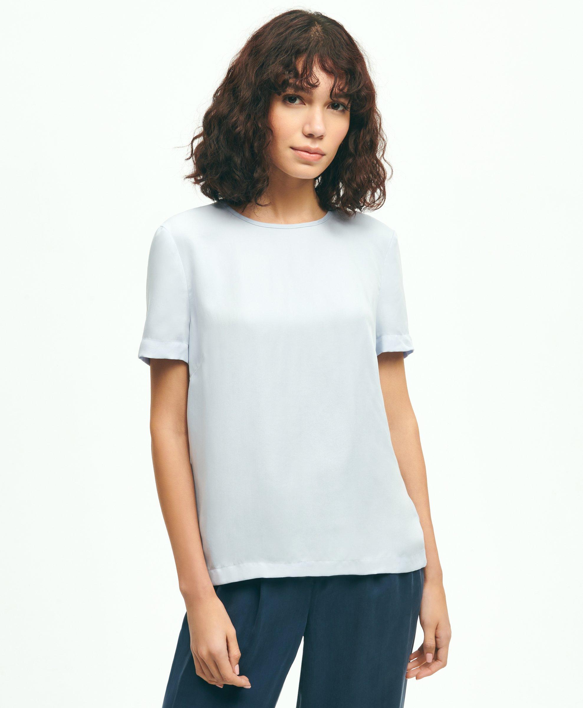 Brooks Brothers Soft Icons Short-sleeve Blouse | Blue | Size 14