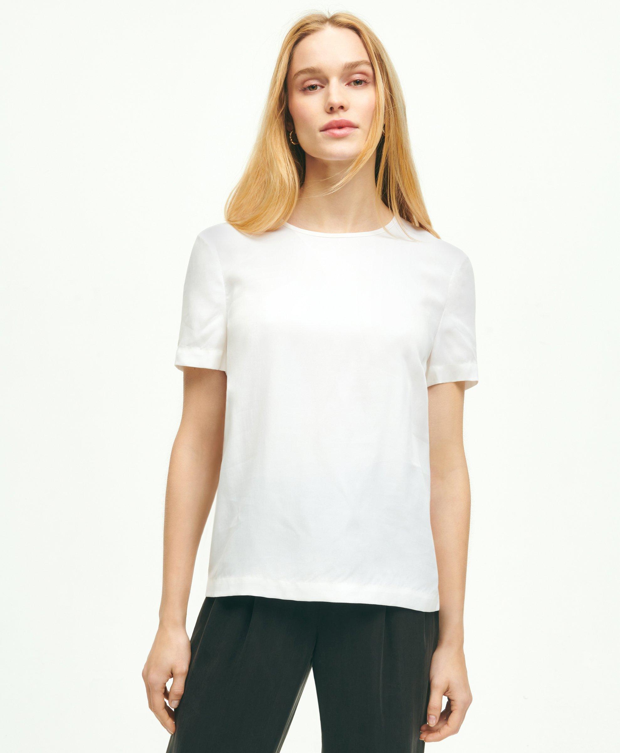 Brooks Brothers Soft Icons Short-sleeve Blouse | White | Size 10