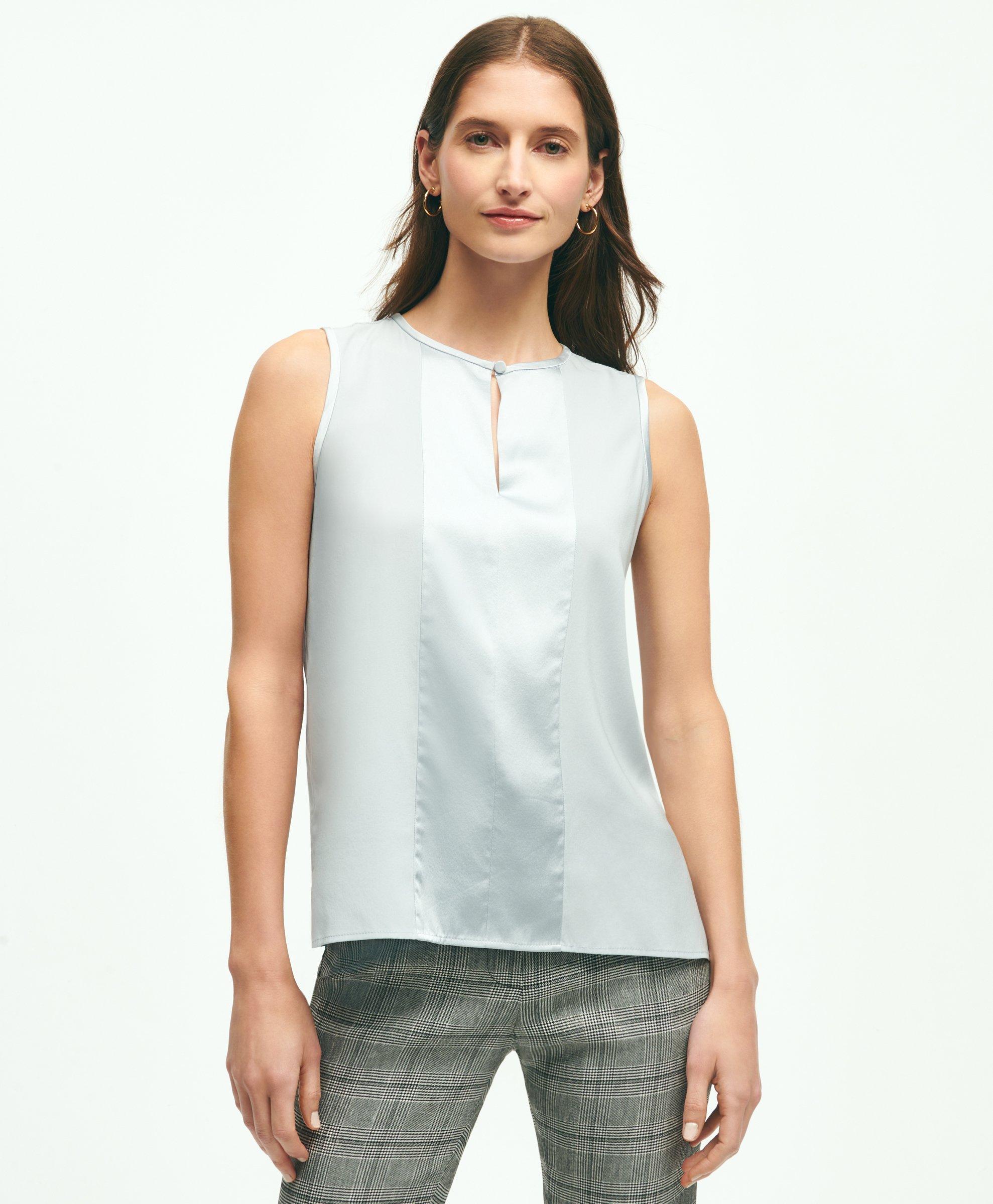 Womens White Sleeveless Shirts & Blouses - Tops, Clothing