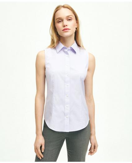 Fitted Supima Cotton Non-Iron Sleeveless Gingham Shirt