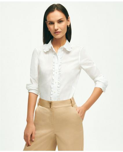 Fitted Stretch Supima Cotton Non-Iron Ruffle Blouse