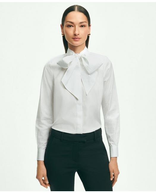 Brooks Brothers Cotton Bow-neck Blouse | White | Size 2