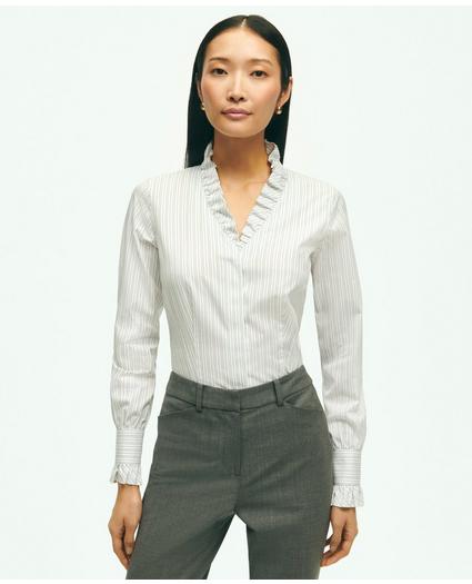 Fitted Stretch Supima Cotton Non-Iron Ruffle Dress Shirt