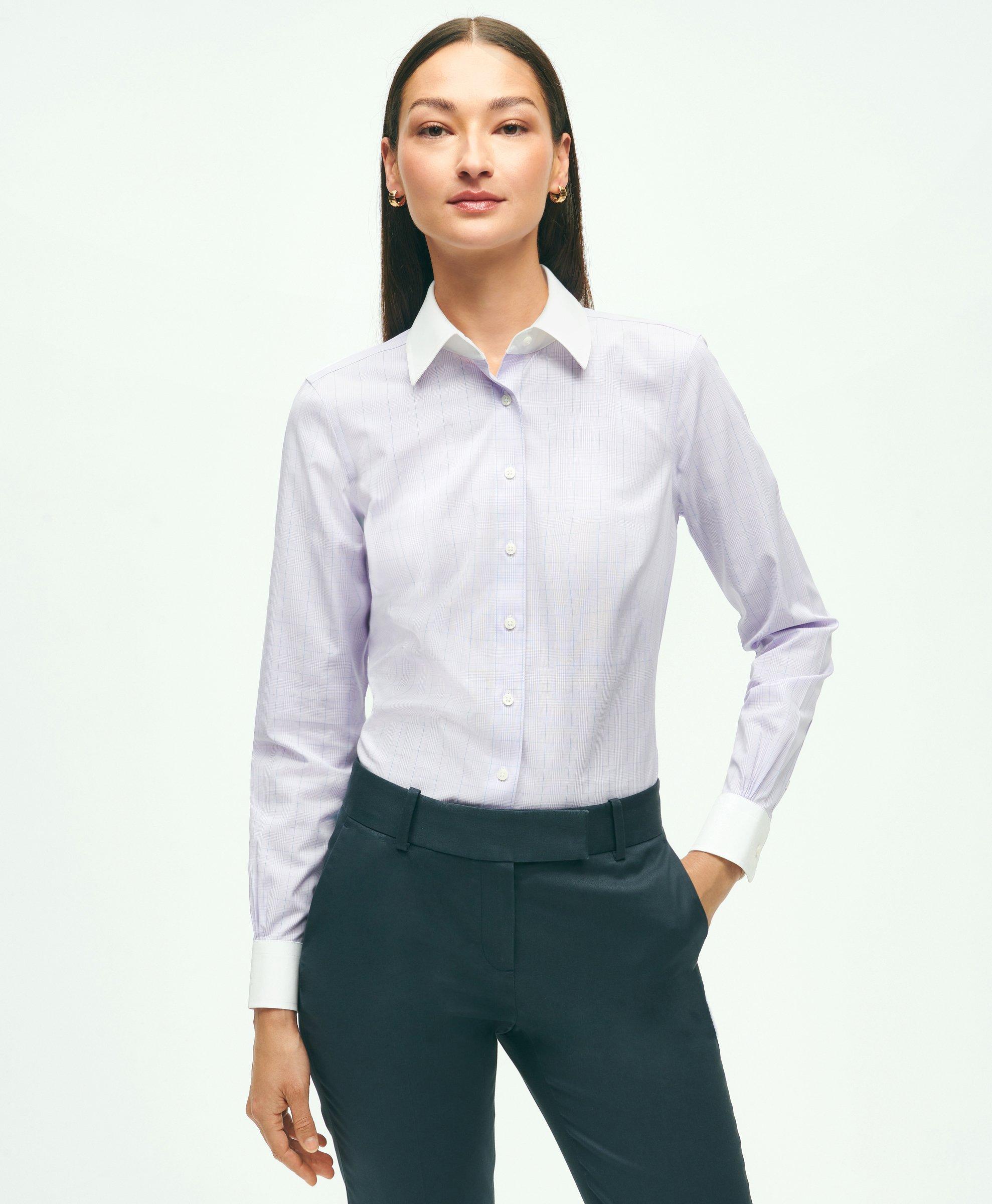Fitted Non-Iron Stretch Supima® Cotton Ruffle Shirt