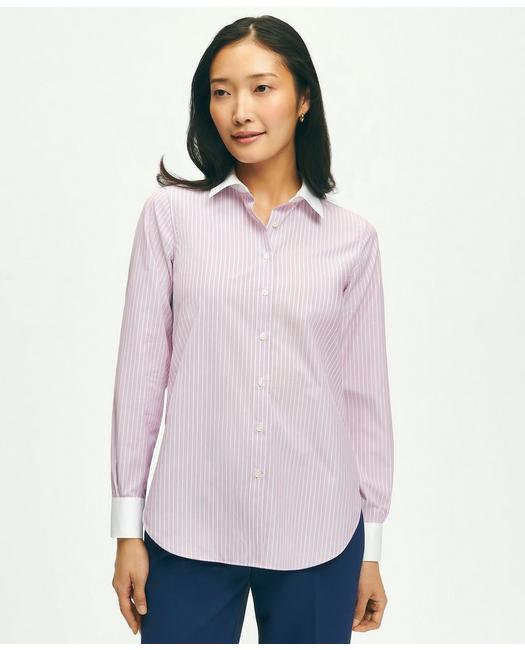 Brooks Brothers X Thomas Mason Luxury Shirt In Cotton Dobby With Lurex | Pink | Size 2