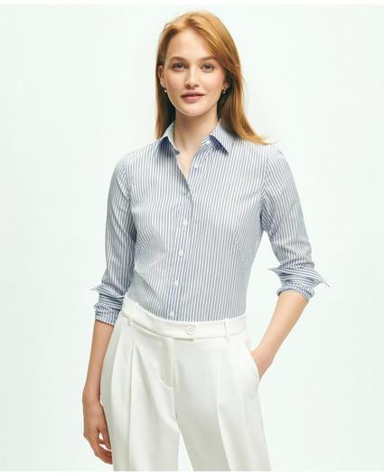 Fitted Non-Iron Cotton Lurex Striped Dress Shirt