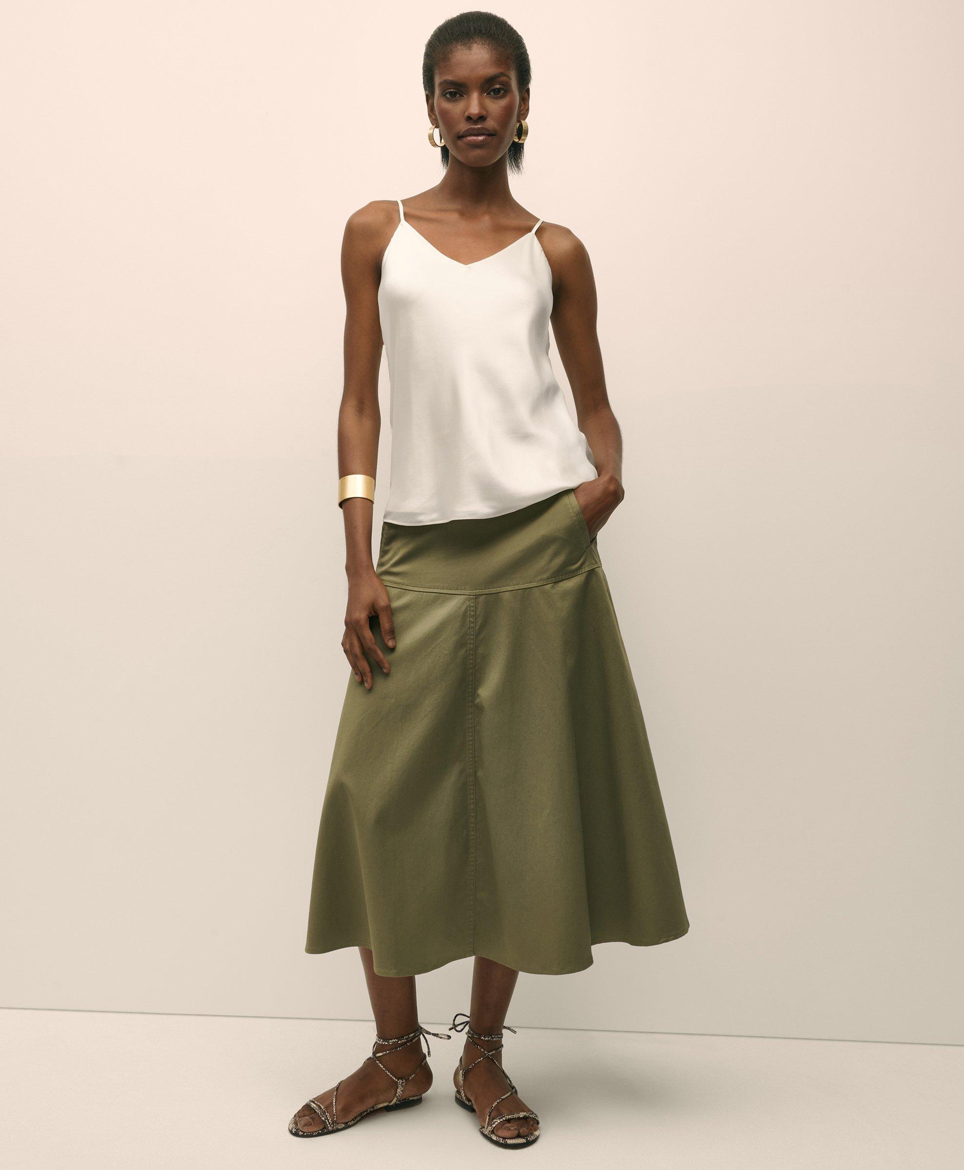 Brooks Brothers V-neck Camisole In Washable Silk Charmeuse In White
