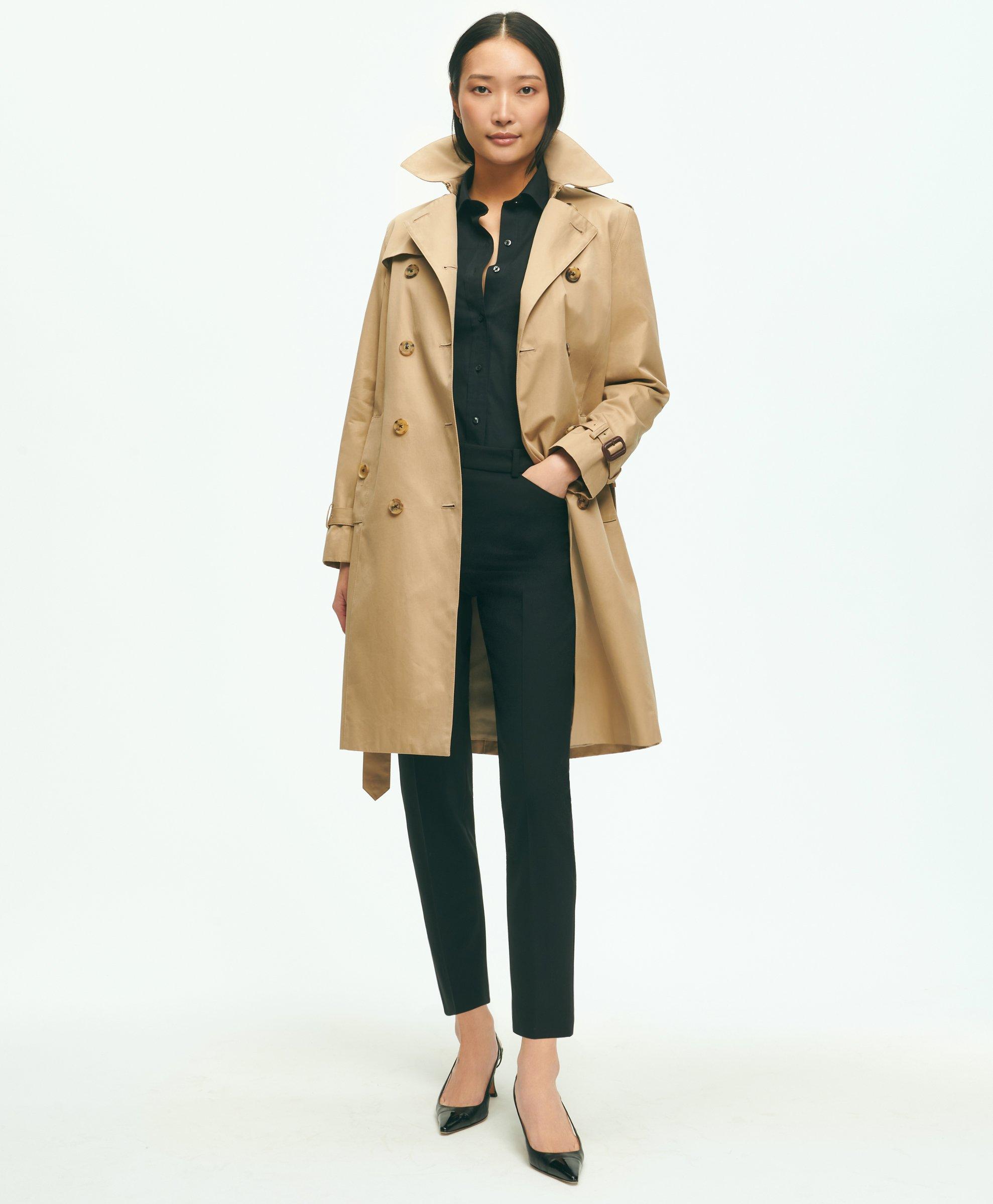 Tan trench coat deals with hood