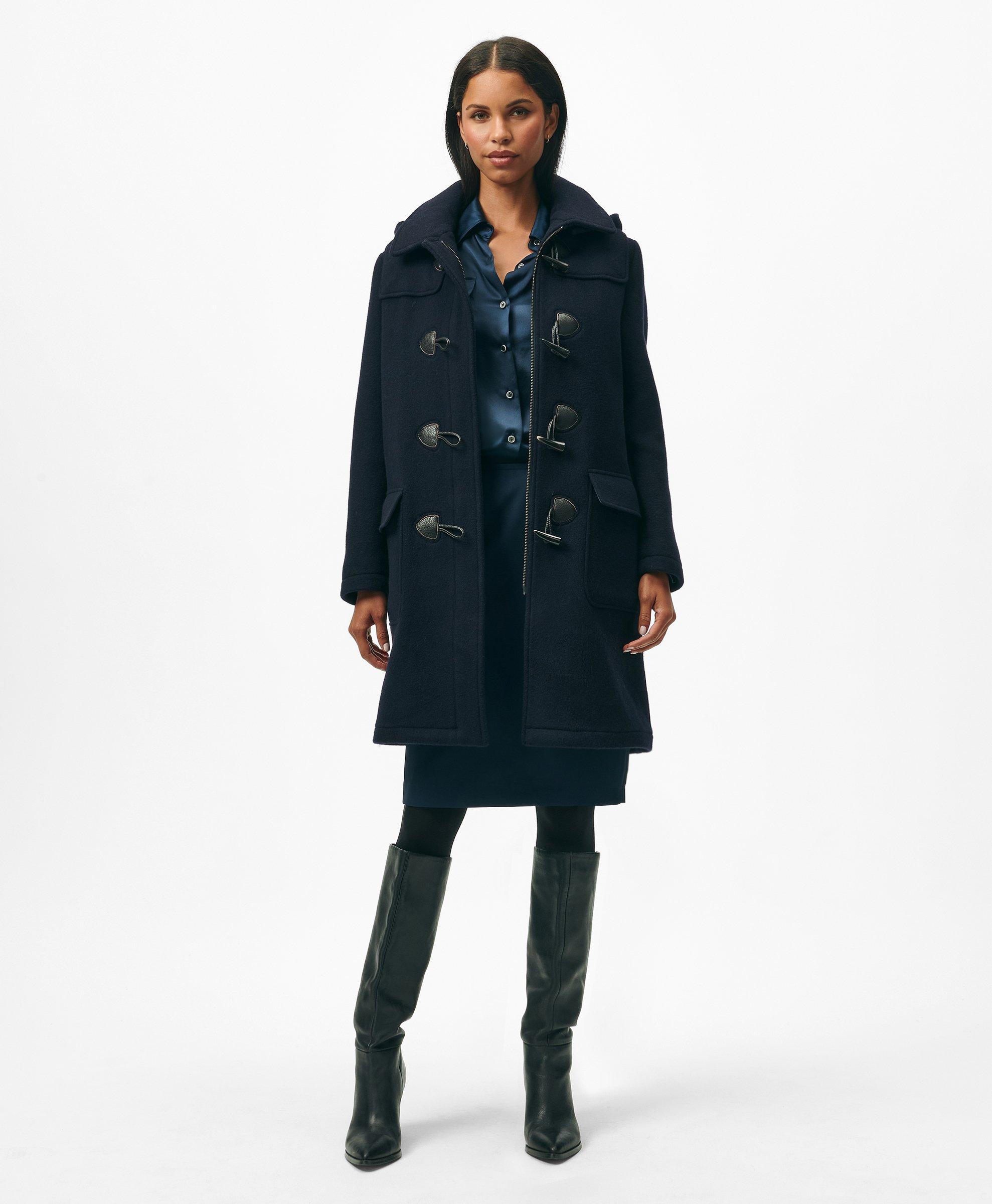 Brooks Brothers Wool Twill Hooded Toggle Coat In Navy