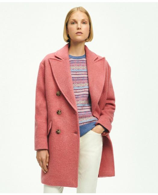Brooks Brothers Wool Blend Mohair Double-breasted Cocoon Coat | Medium Pink | Size 12