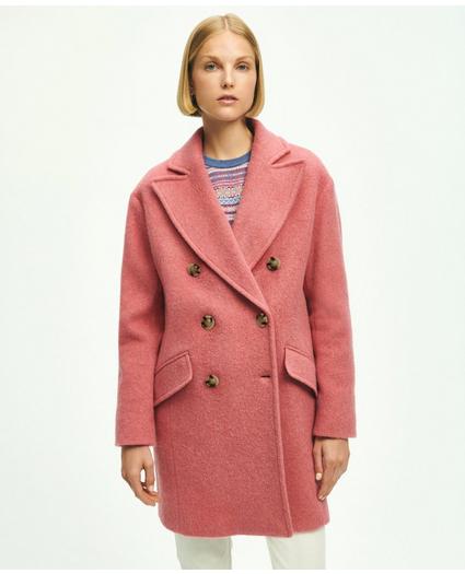 Wool Blend Mohair Double-Breasted Cocoon Coat