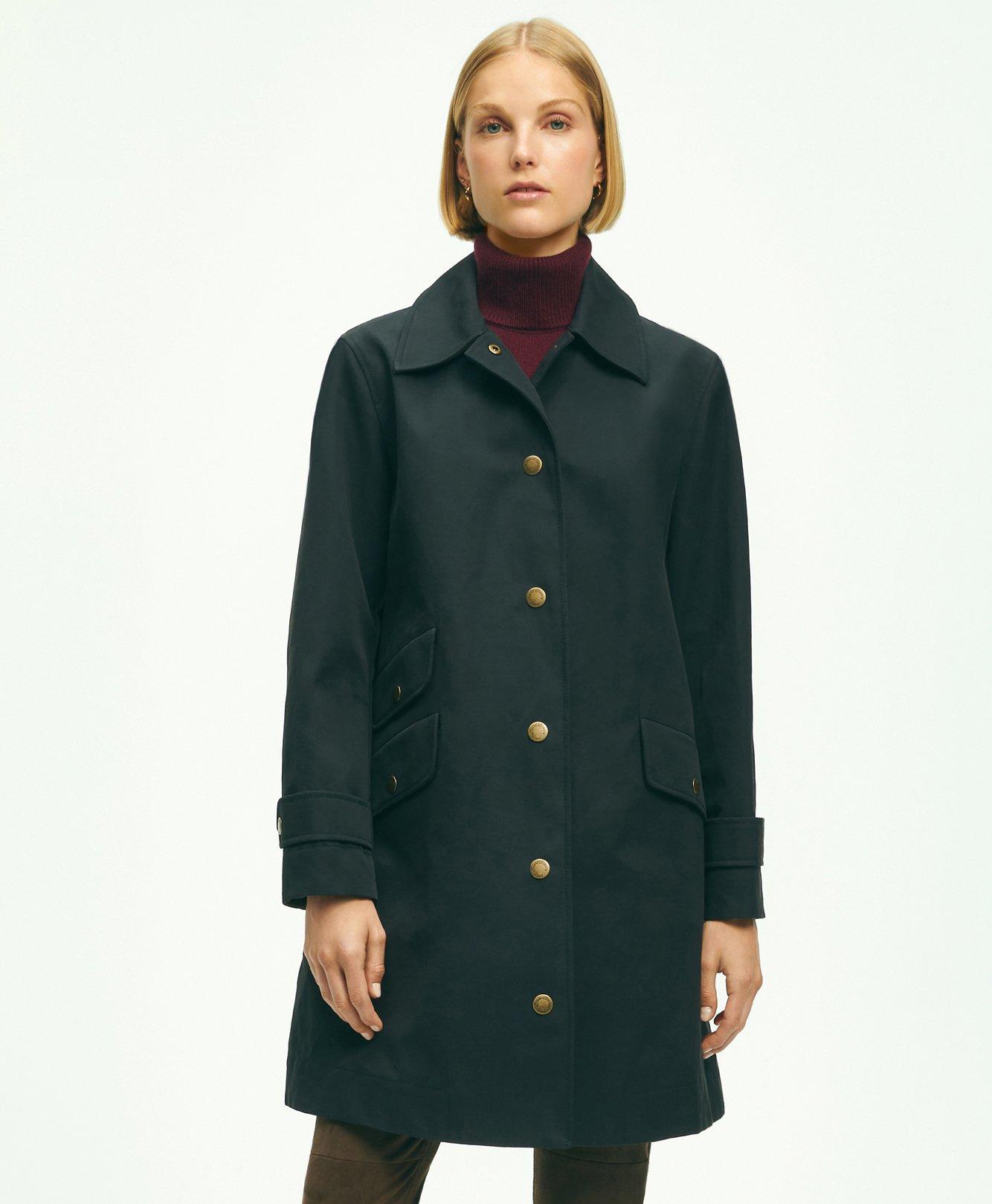 Brooks Brothers Cotton Twill Raincoat | Black | Size Large