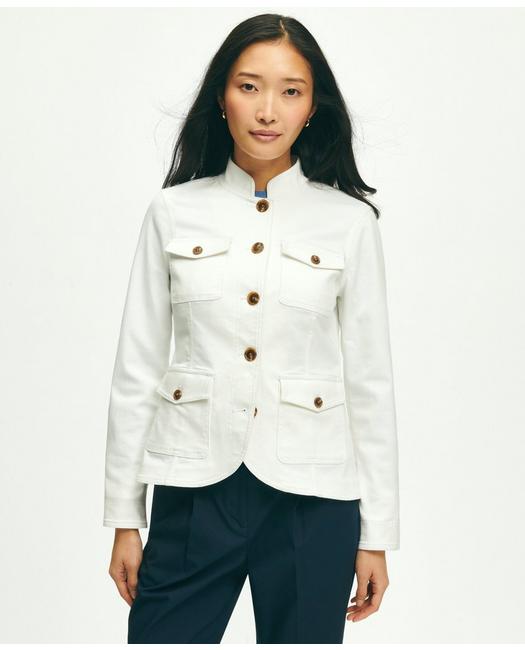 Brooks Brothers Safari Denim Jacket | White | Size 12