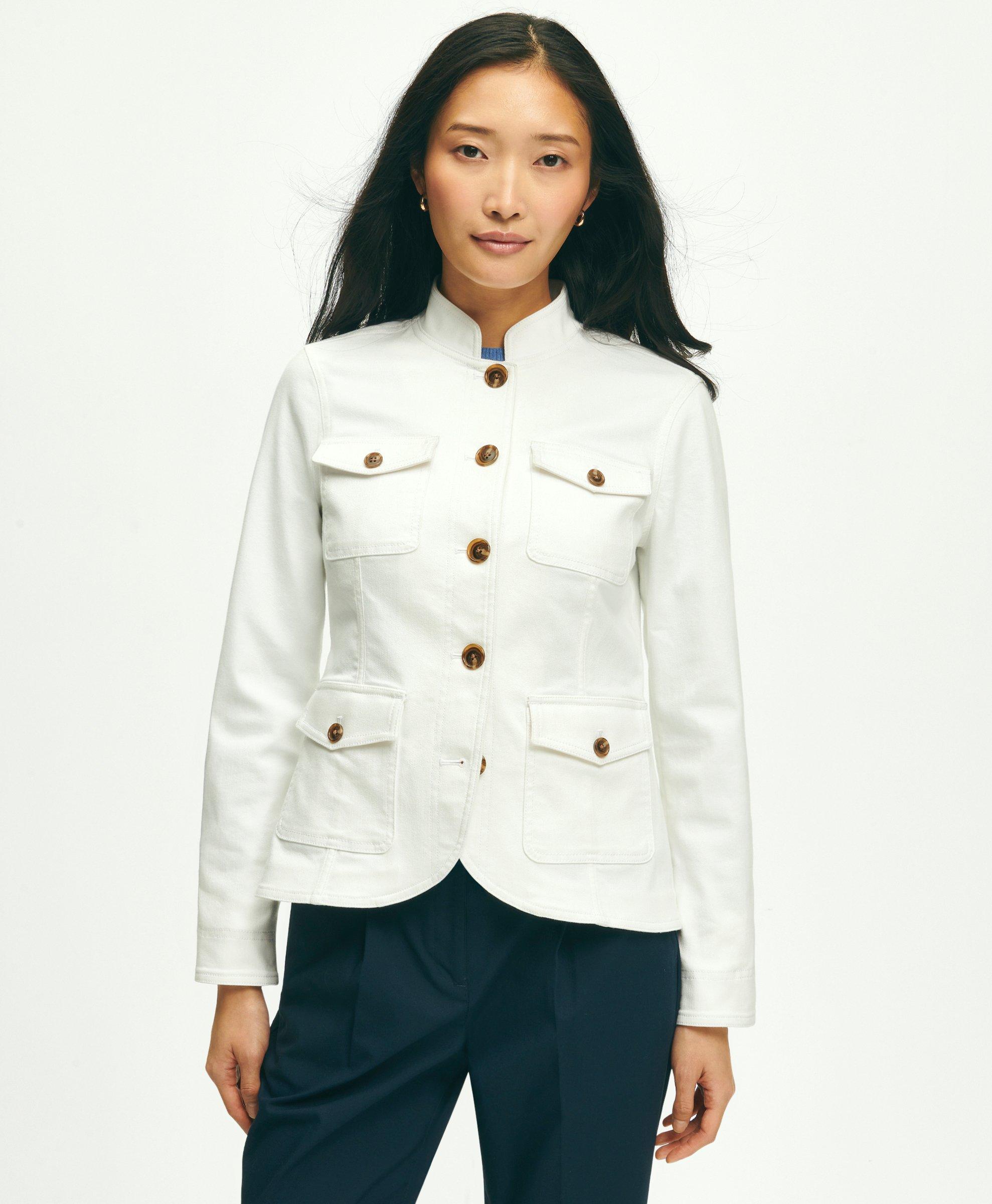 Brooks Brothers Safari Denim Jacket | White | Size 12