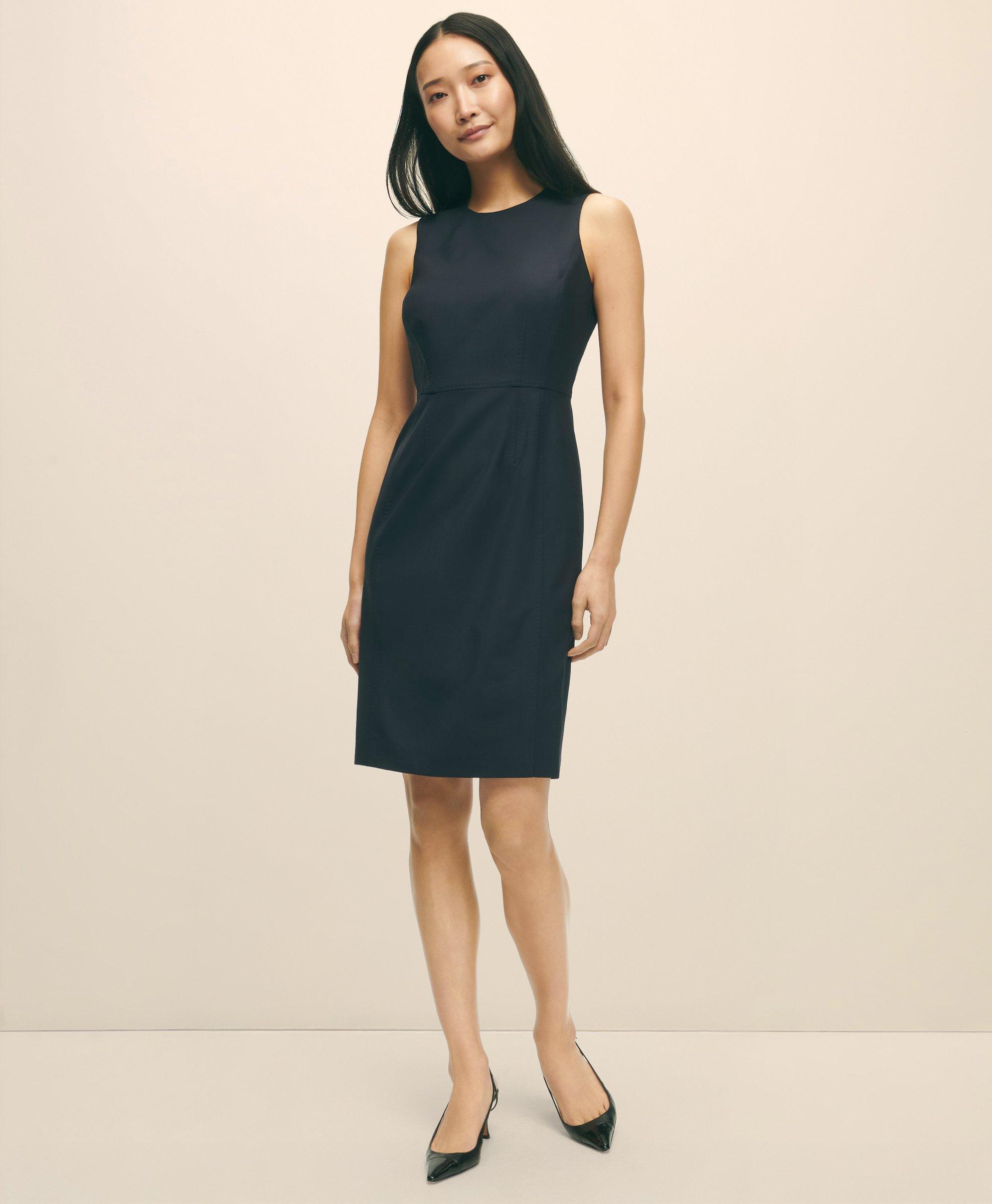 Brooks Brothers The Essential Stretch Wool Sheath Dress | Navy | Size 14