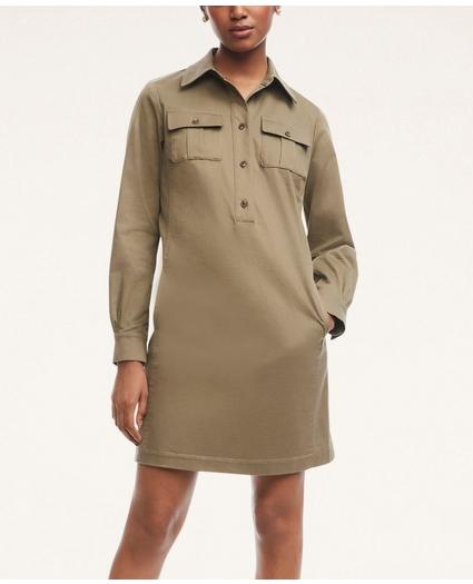 Stretch Cotton Military Shirt Dress