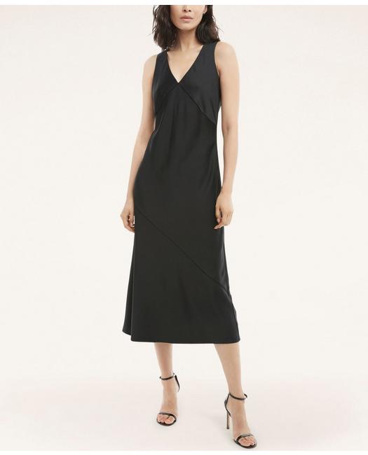 Brooks Brothers Satin Bias Cut Dress | Black | Size 4