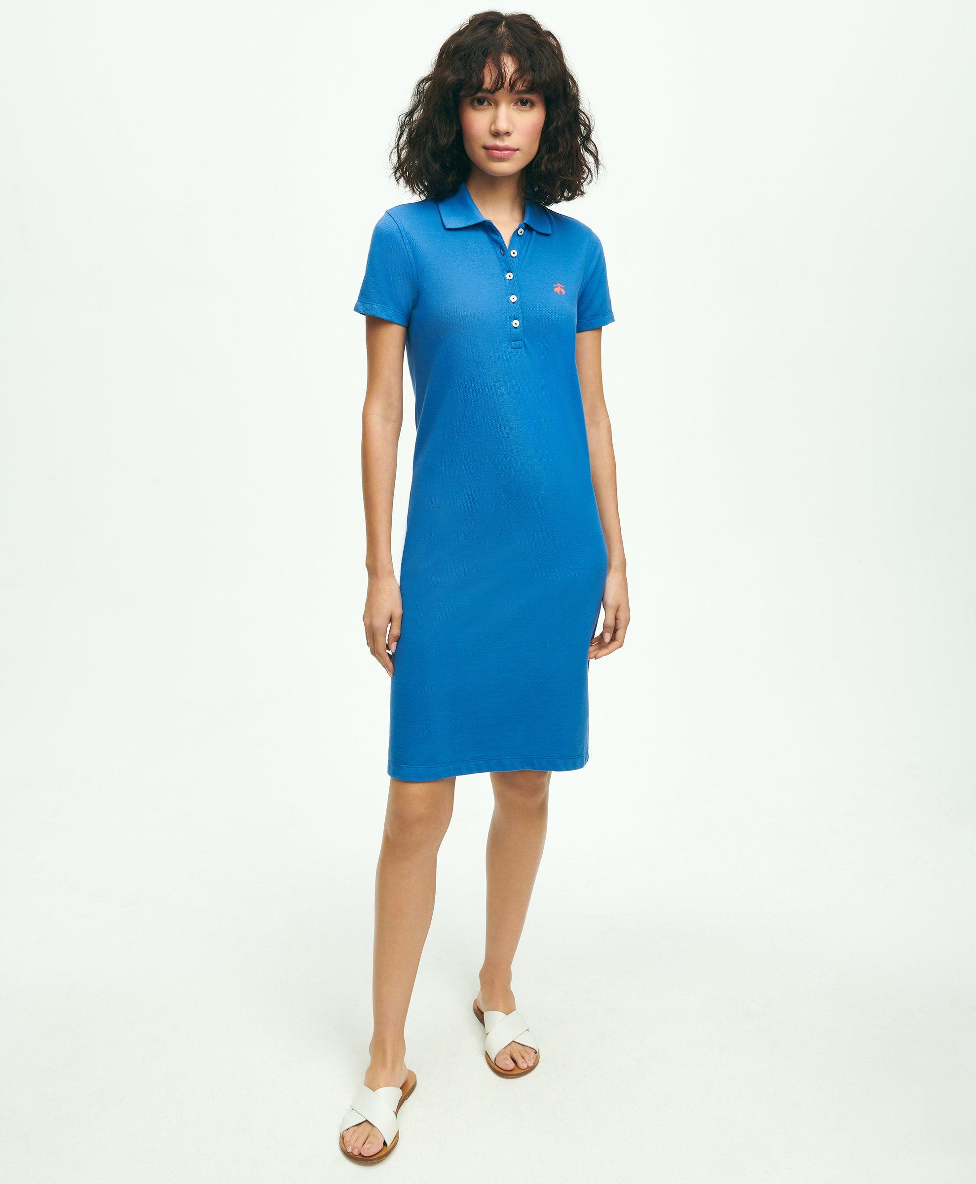 BROOKS BROTHERS COTTON PIQUE POLO DRESS | BRIGHT BLUE | SIZE XS