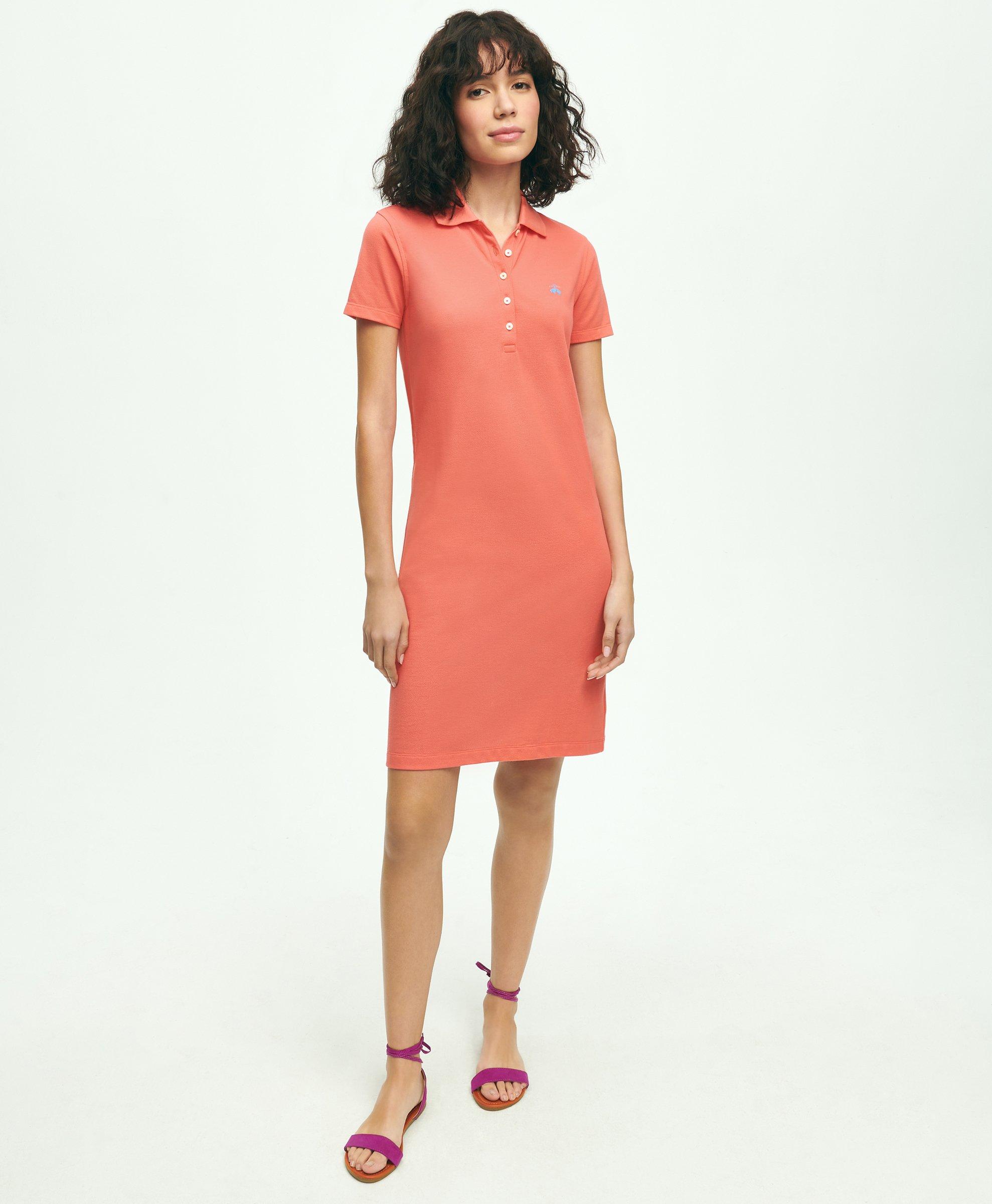 Brooks Brothers Cotton Pique Polo Dress | Coral | Size Xs