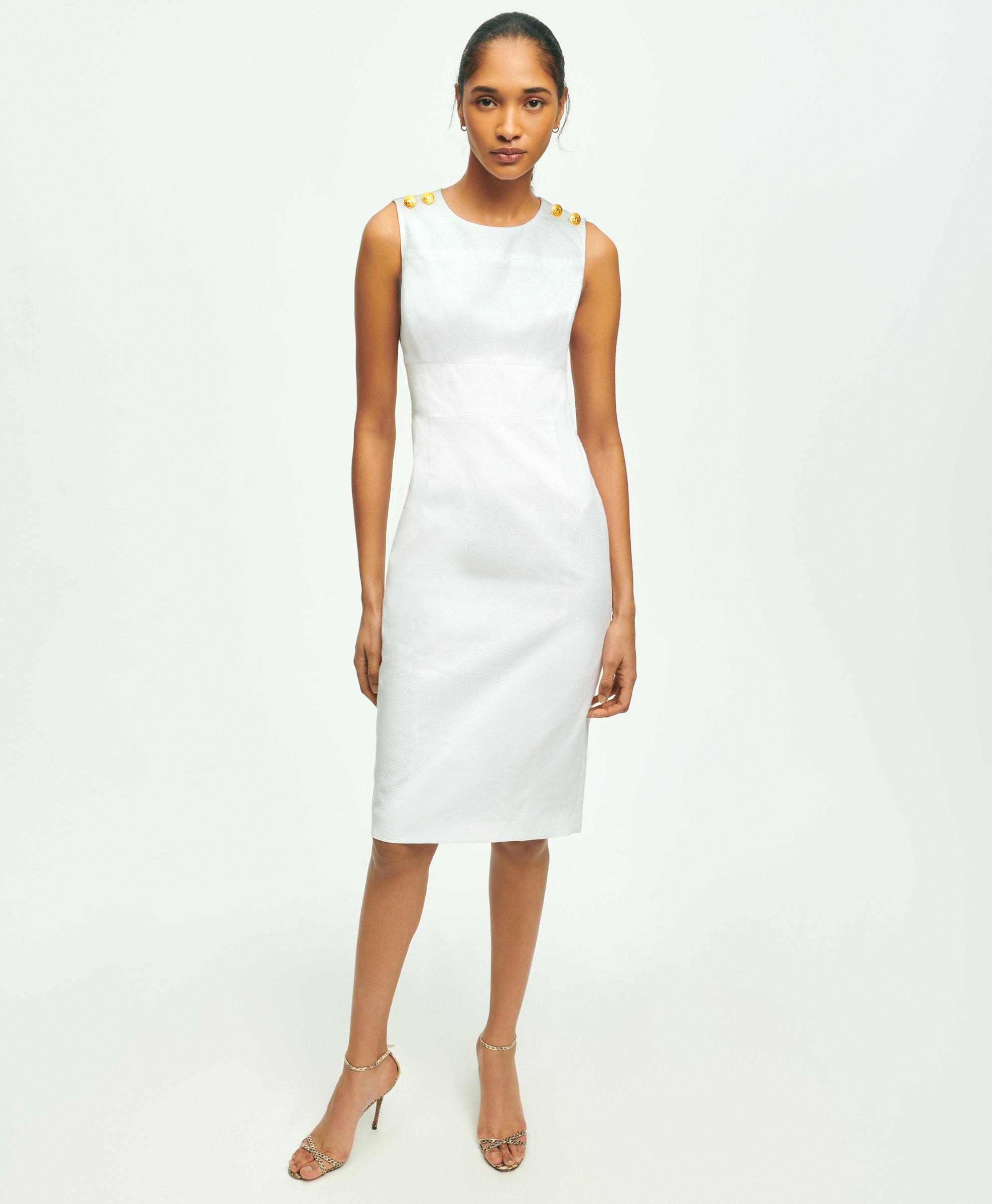 Brooks Brothers Cotton Pique Sheath Dress | White | Size 8