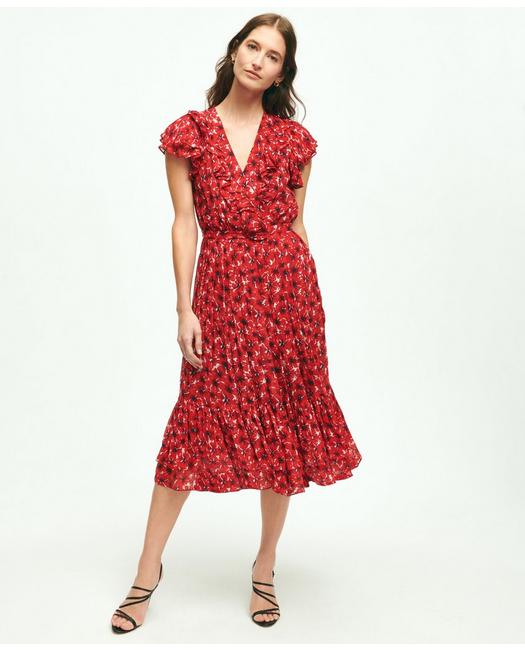 Shop Brooks Brothers Chiffon Poppy Print Dress | Red | Size 4