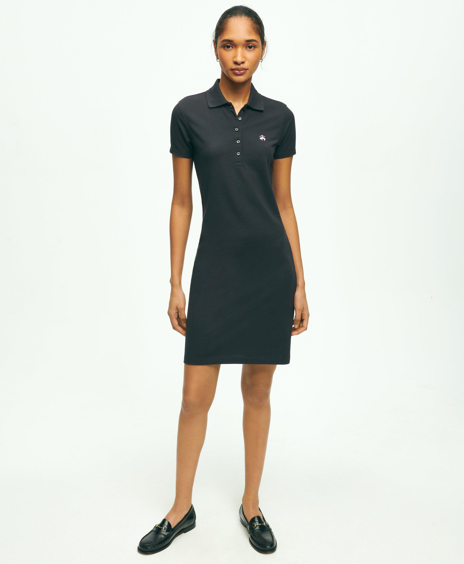 Brooks Brothers Cotton Pique Polo Dress | Black | Size Medium