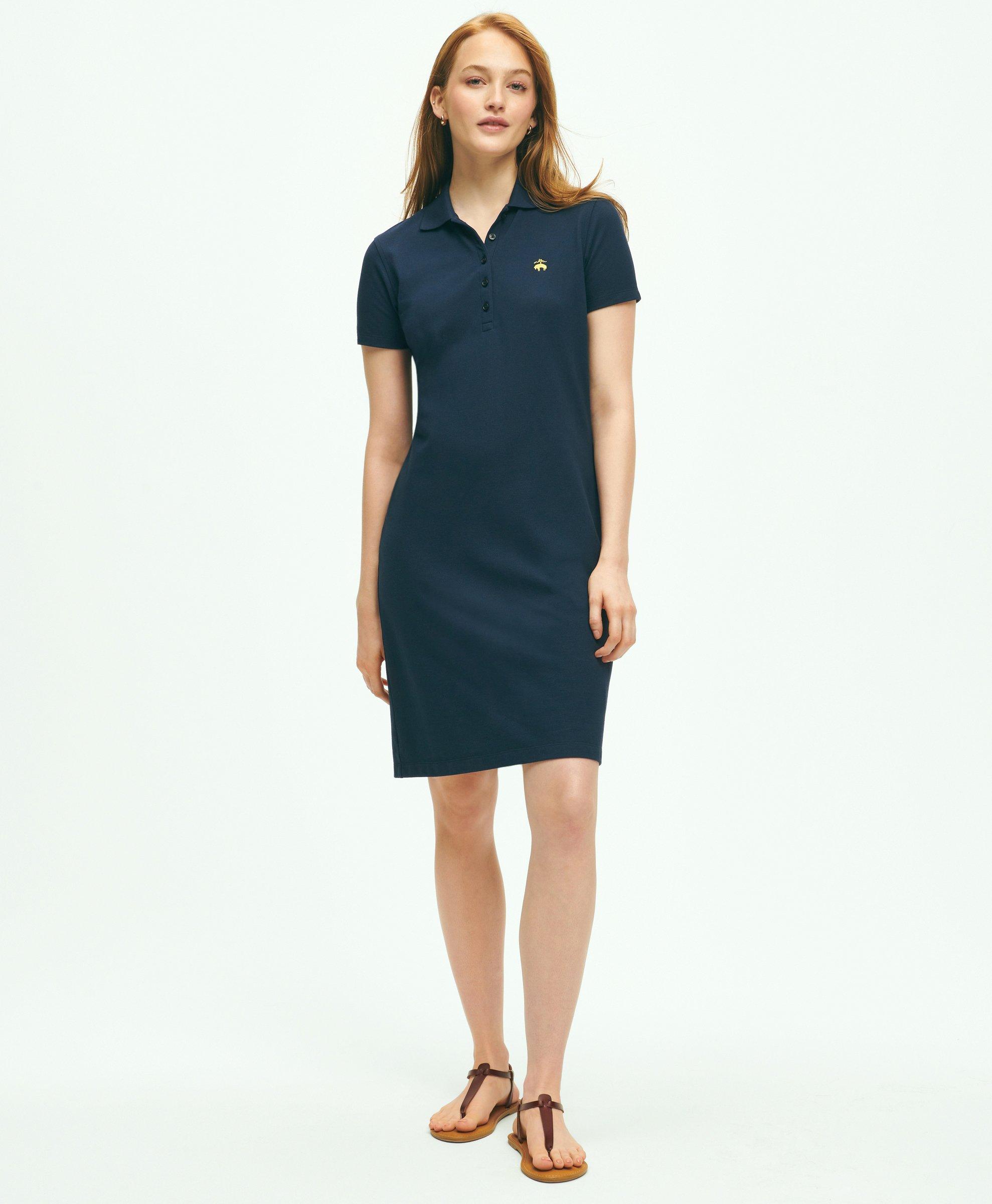 Brooks Brothers Classic Cotton Pique Polo Dress | Navy | Size Small