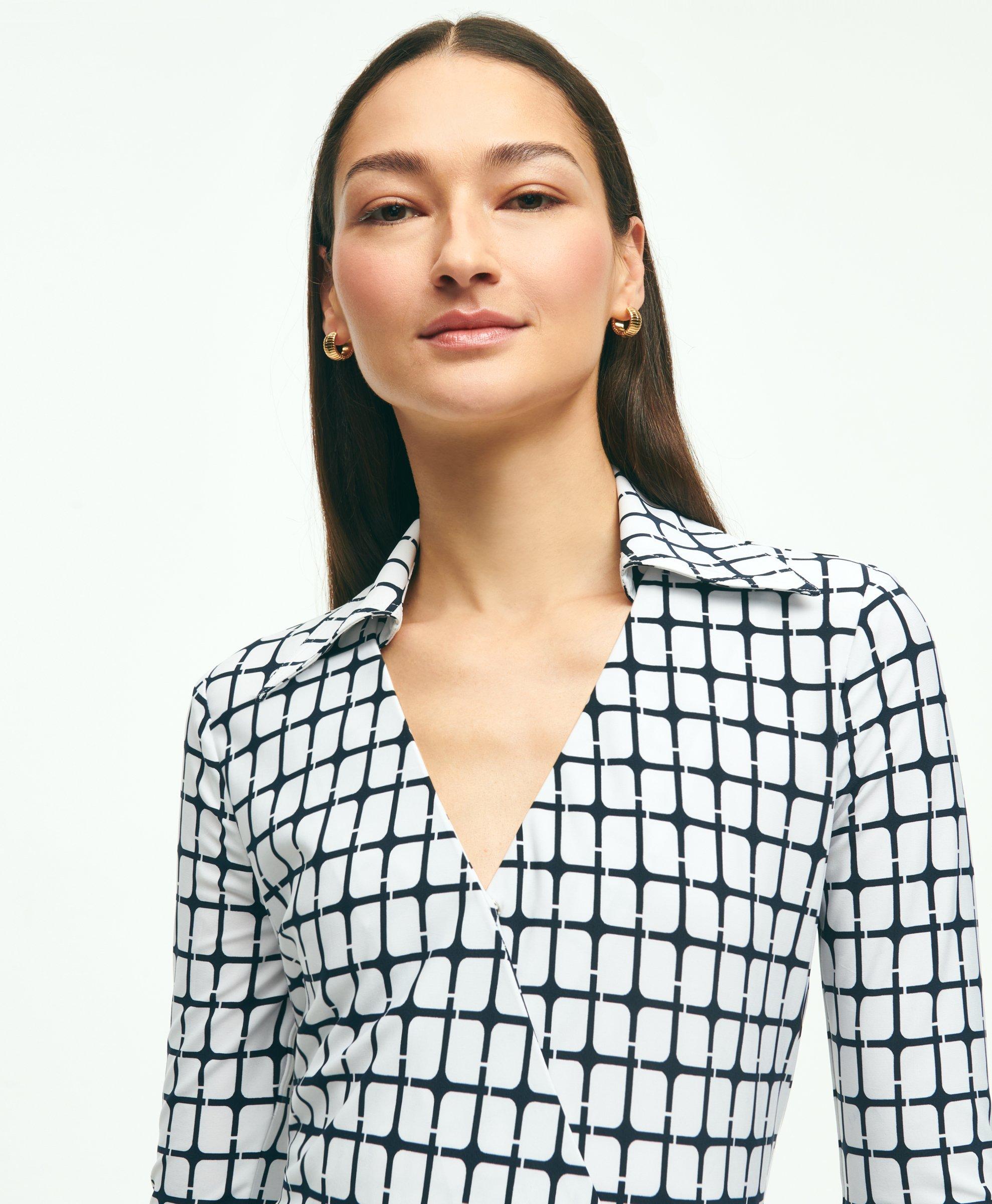 Trellis Print Wrap Dress