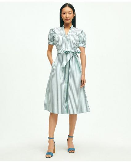 Supima Cotton Fit & Flare Stripe Shirt Dress