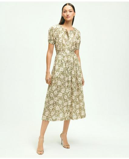 Linen Floral Print Shirt Dress