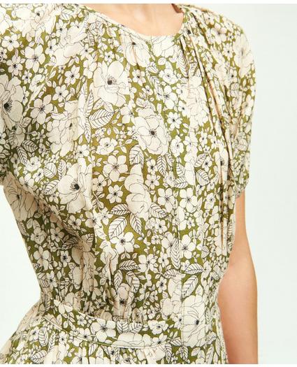 Linen Floral Print Shirt Dress