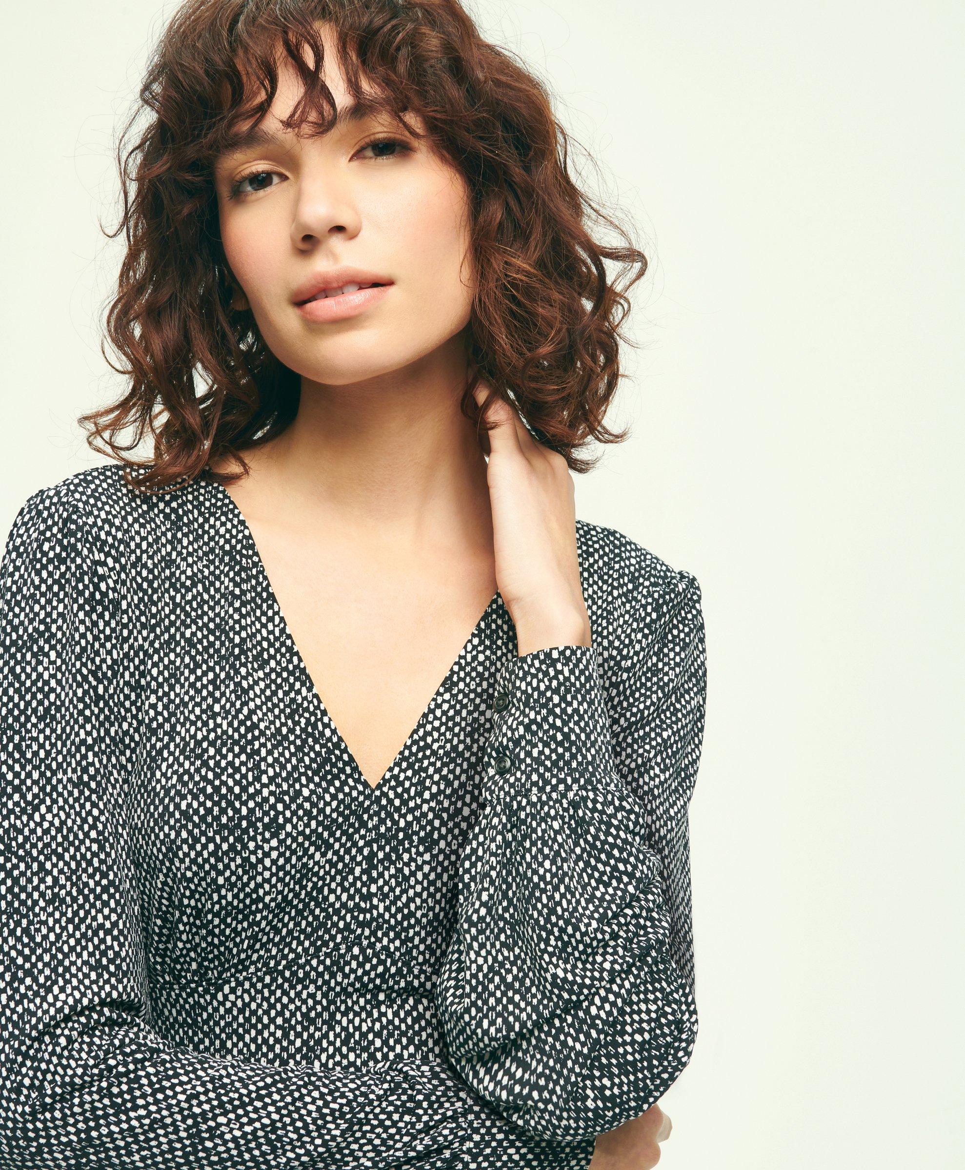 Knit Abstract Printed V-Neck Dress