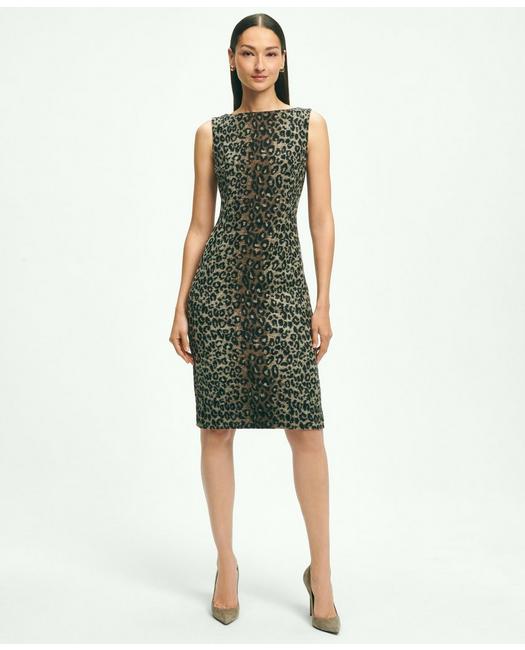 Brooks Brothers Wool Blend Leopard Print Sheath Dress | Brown | Size 6
