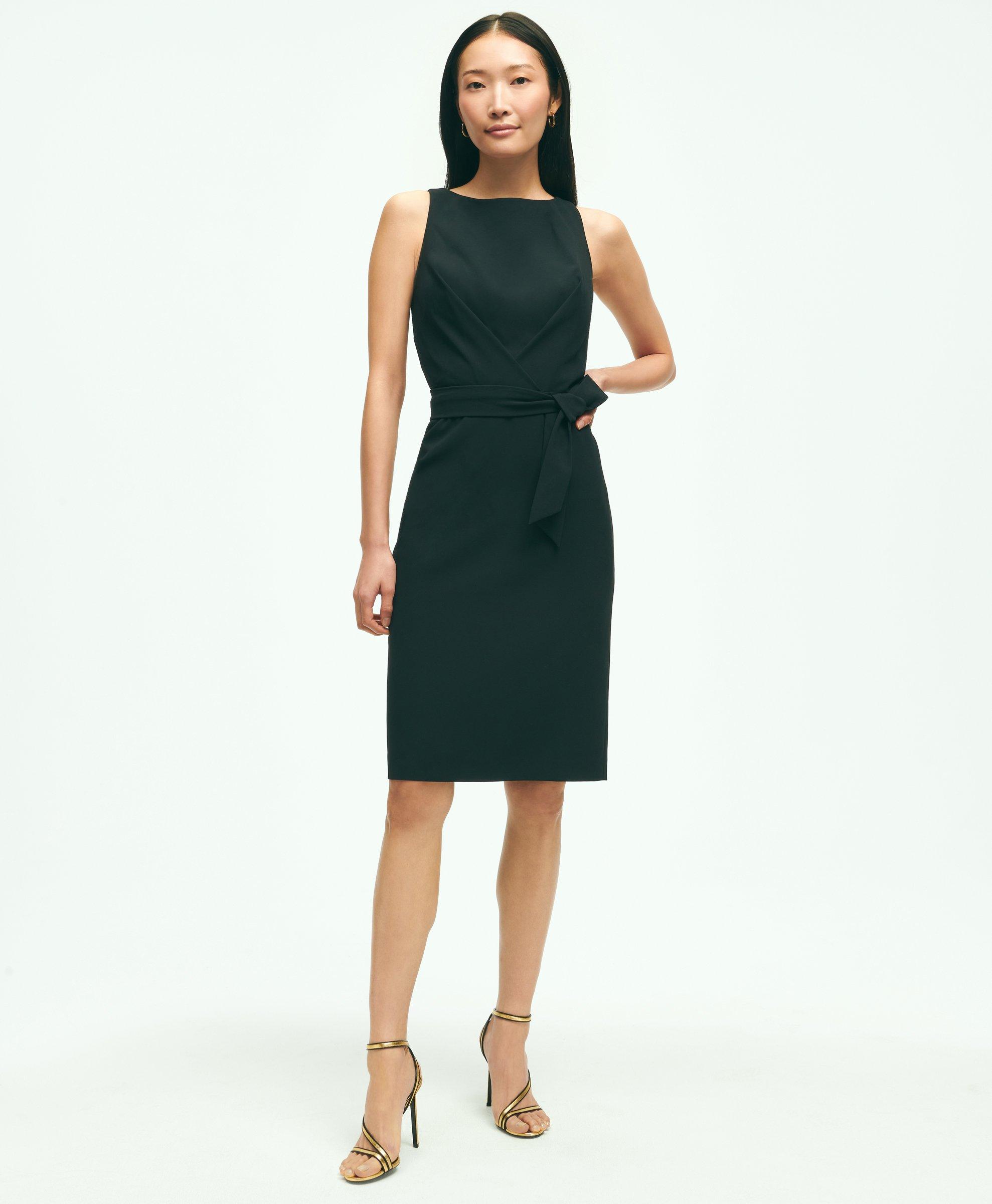 Brooks Brothers Sleeveless Fine Twill Crepe Sheath Dress | Black | Size 10