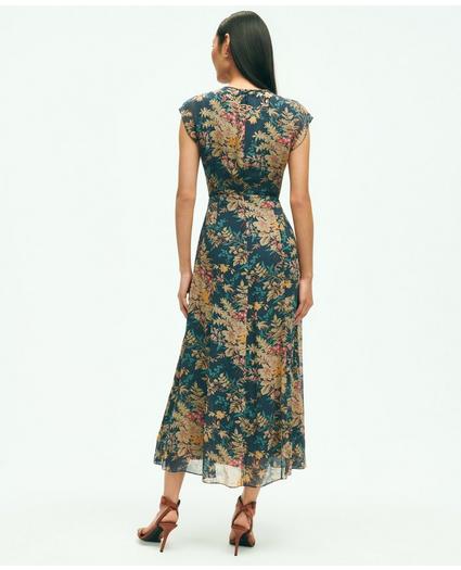Chiffon Short-Sleeve Fern Print Dress