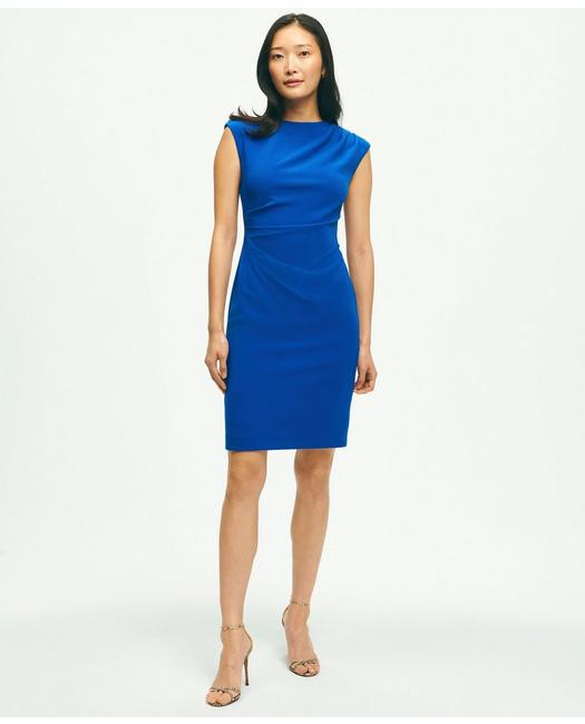 Brooks Brothers Cap Sleeve Fine Twill Crepe Sheath Dress | Bright Blue | Size 10