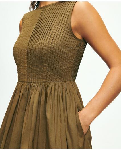 Pintucked Fit-And-Flare Sleeveless Dress In Cotton