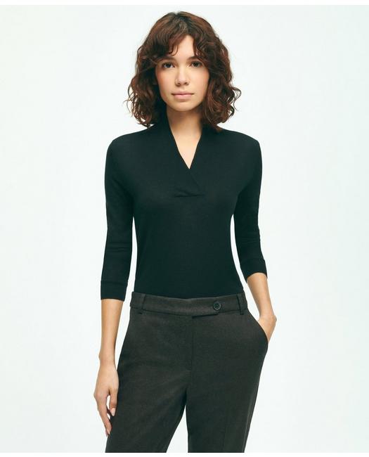 Brooks Brothers Silk-cashmere Shawl-collar Sweater | Black | Size Small