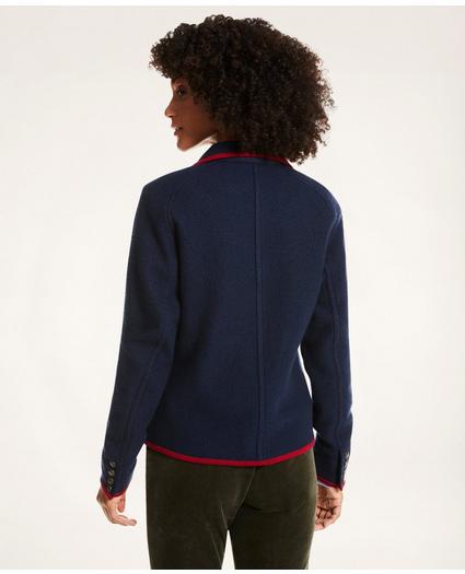 Merino Wool Contrast-Trim Sweater Jacket
