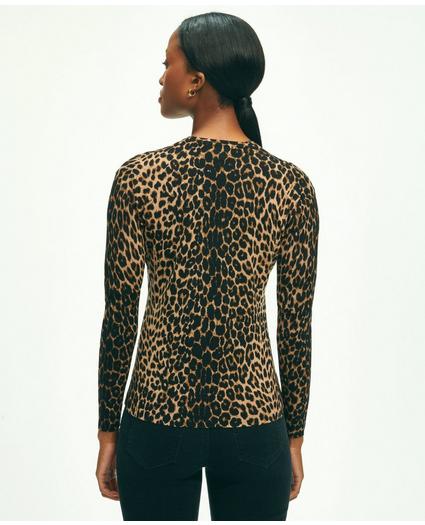 Merino Wool Leopard Print Cardigan Sweater
