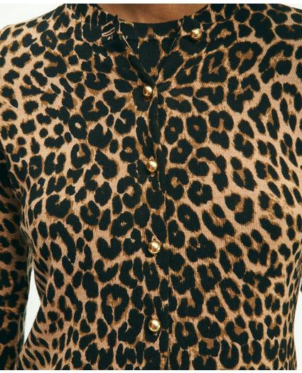 Merino Wool Leopard Print Cardigan Sweater