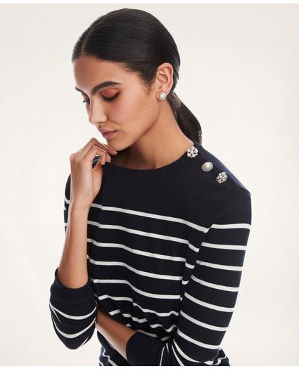 Silk-Cotton Nautical Stripe Sweater