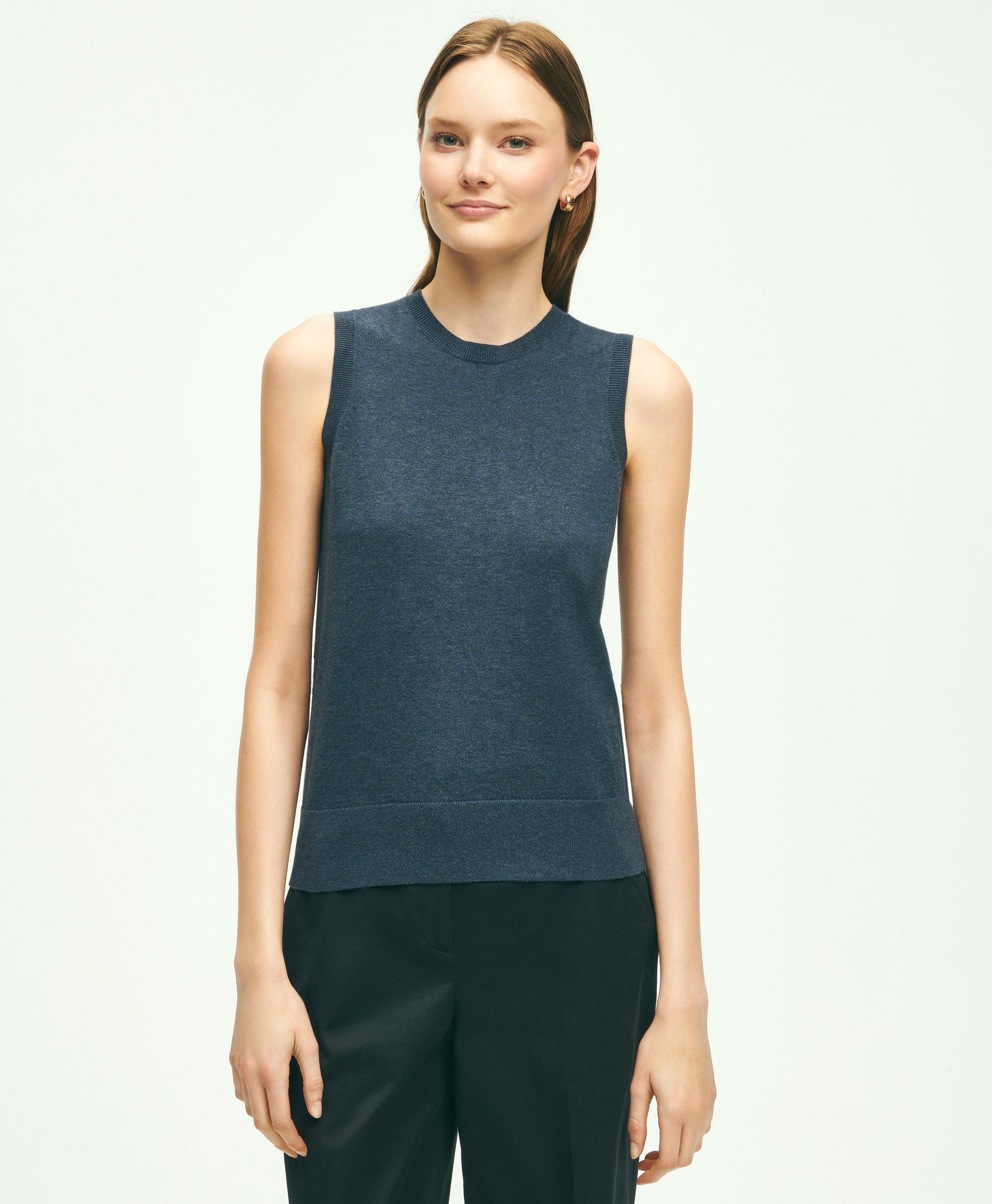 Brooks Brothers Supima Cotton Shell Sweater | Dark Blue Heather | Size Xs