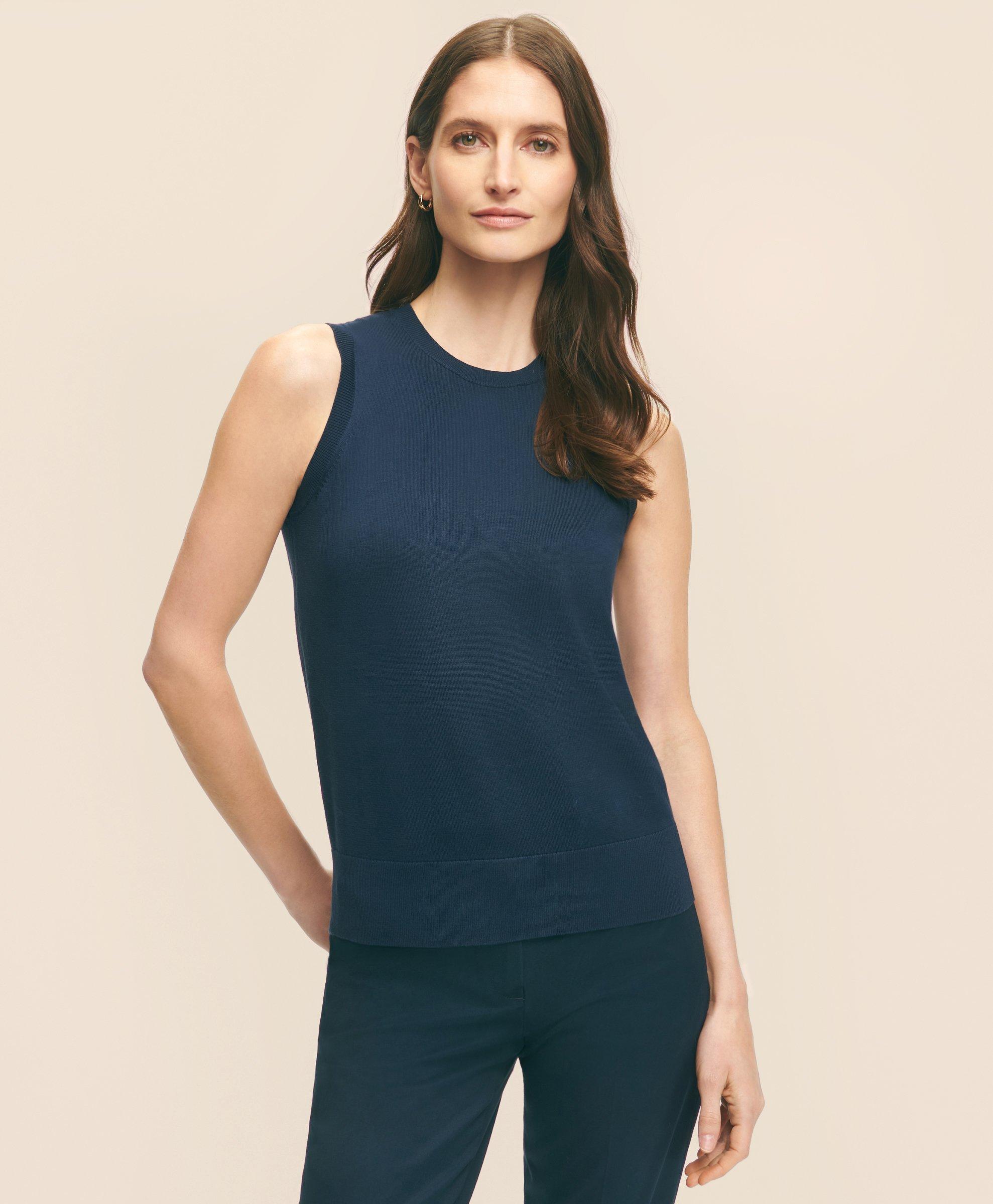 Brooks Brothers Twinset Shell In Supima Cotton Sweater In Navy