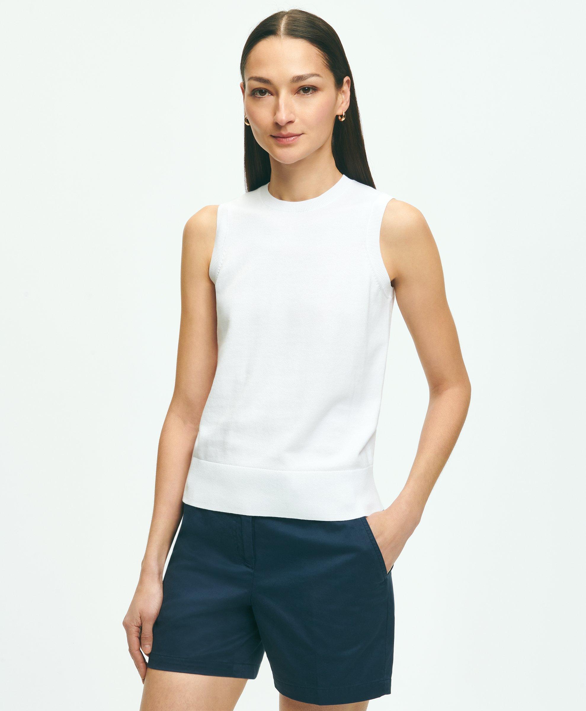Brooks Brothers Twinset Shell In Supima Cotton Sweater In White