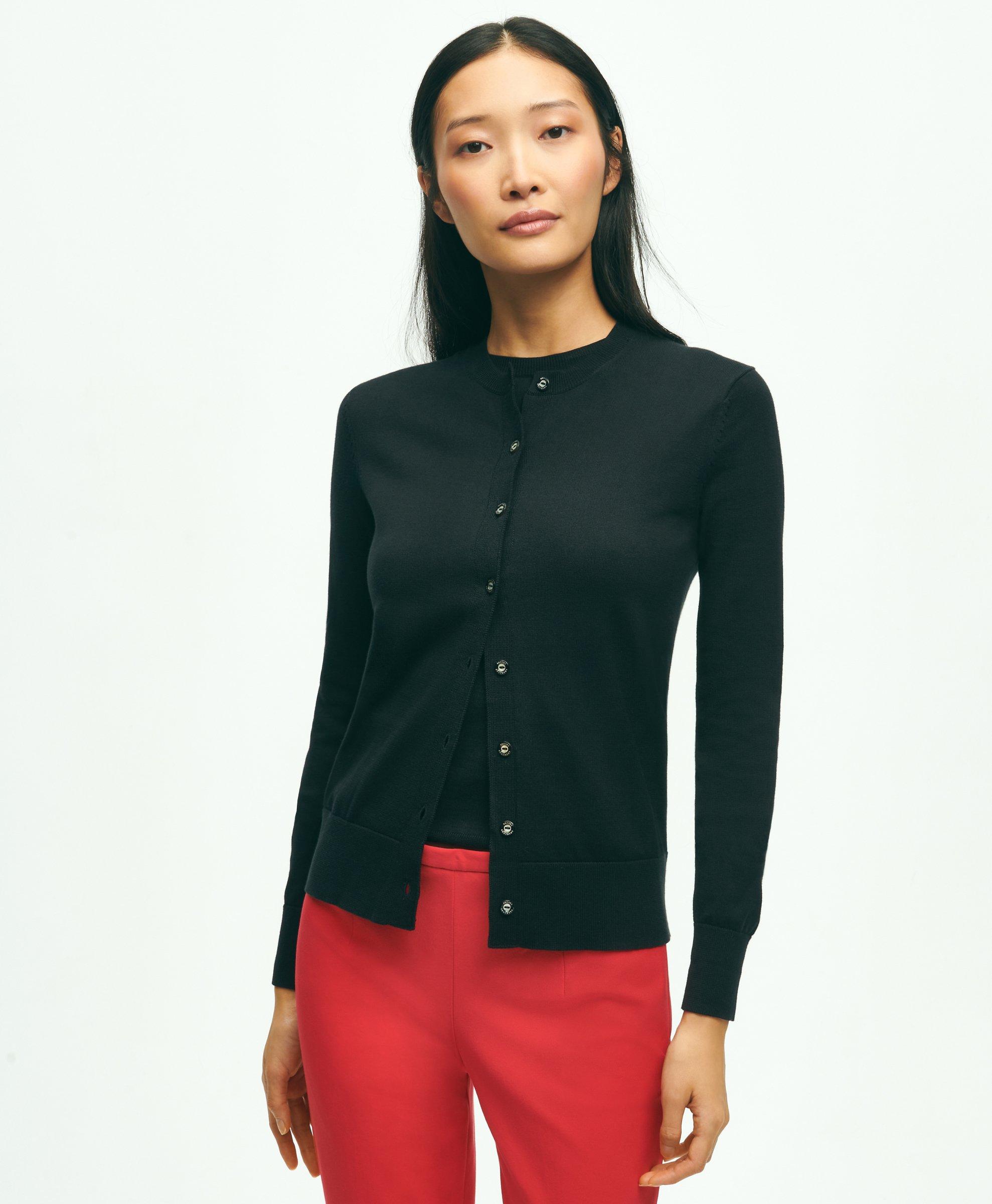 Brooks Brothers Supima Cotton Cardigan Sweater | Black | Size Medium
