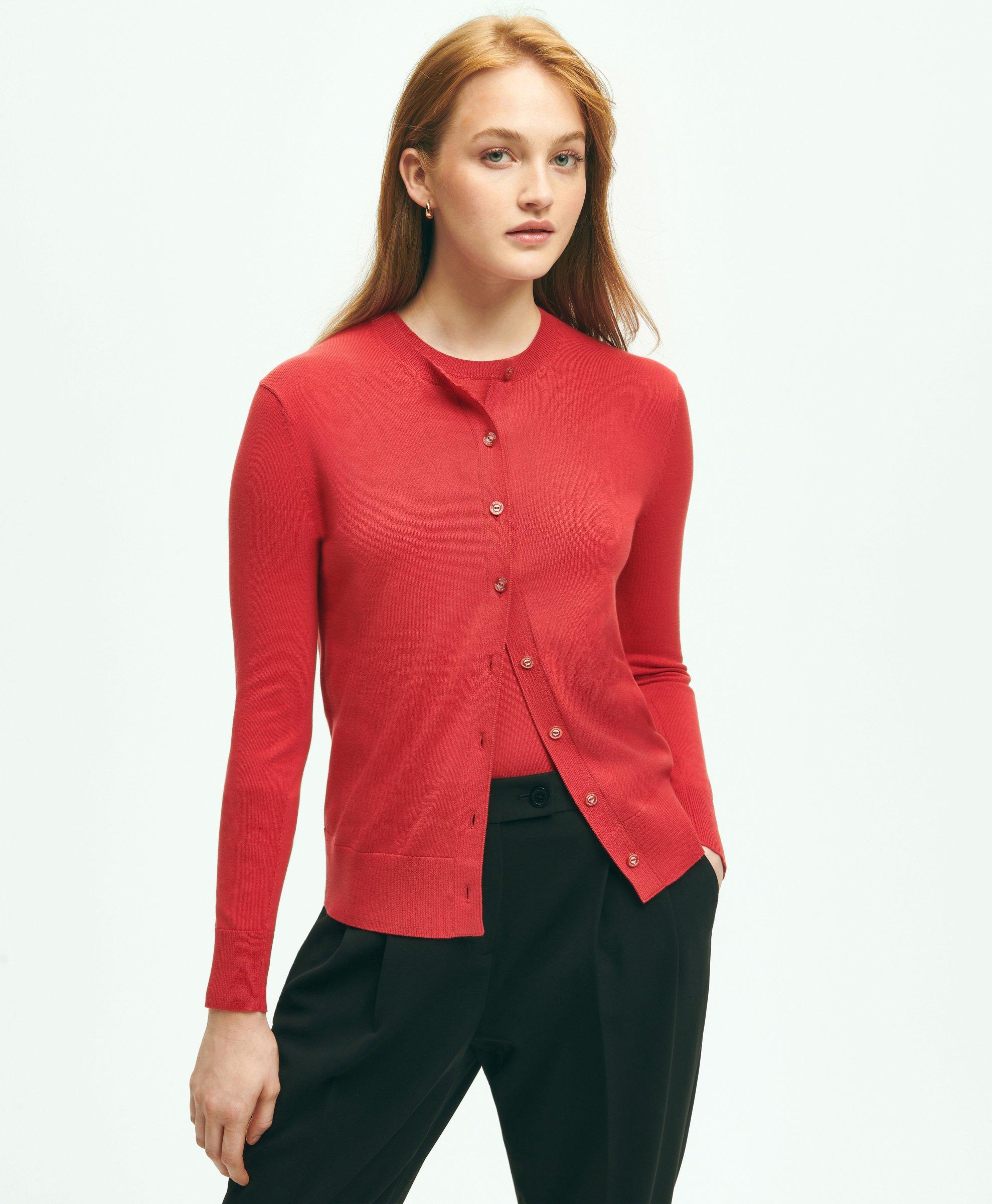 Brooks Brothers Supima Cotton Cardigan Sweater | Bright Red | Size Xs