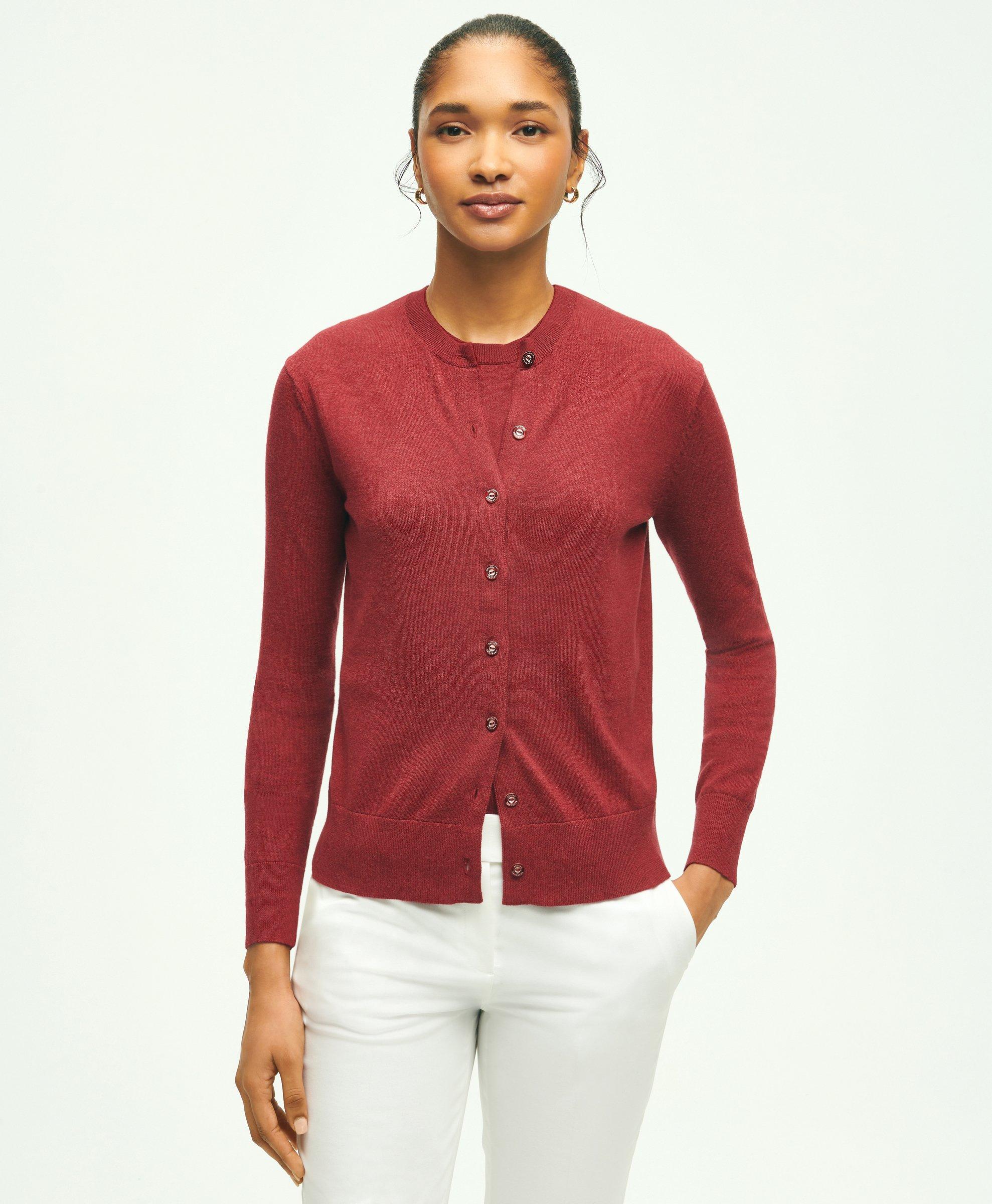 Brooks Brothers Supima Cotton Cardigan Sweater | Burgundy | Size Small